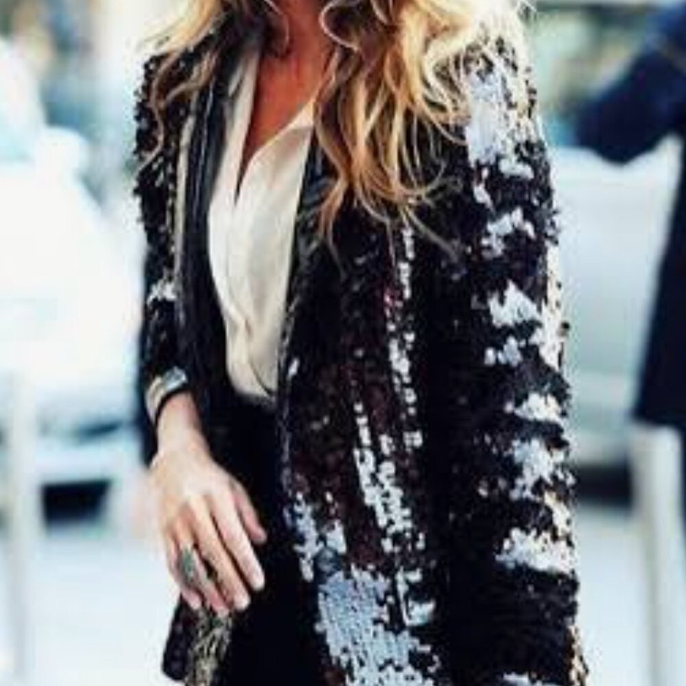 NWOT Banana Republic Soft Sequin Blazer Jacket, Black, Size 6 - Picture 13 of 15